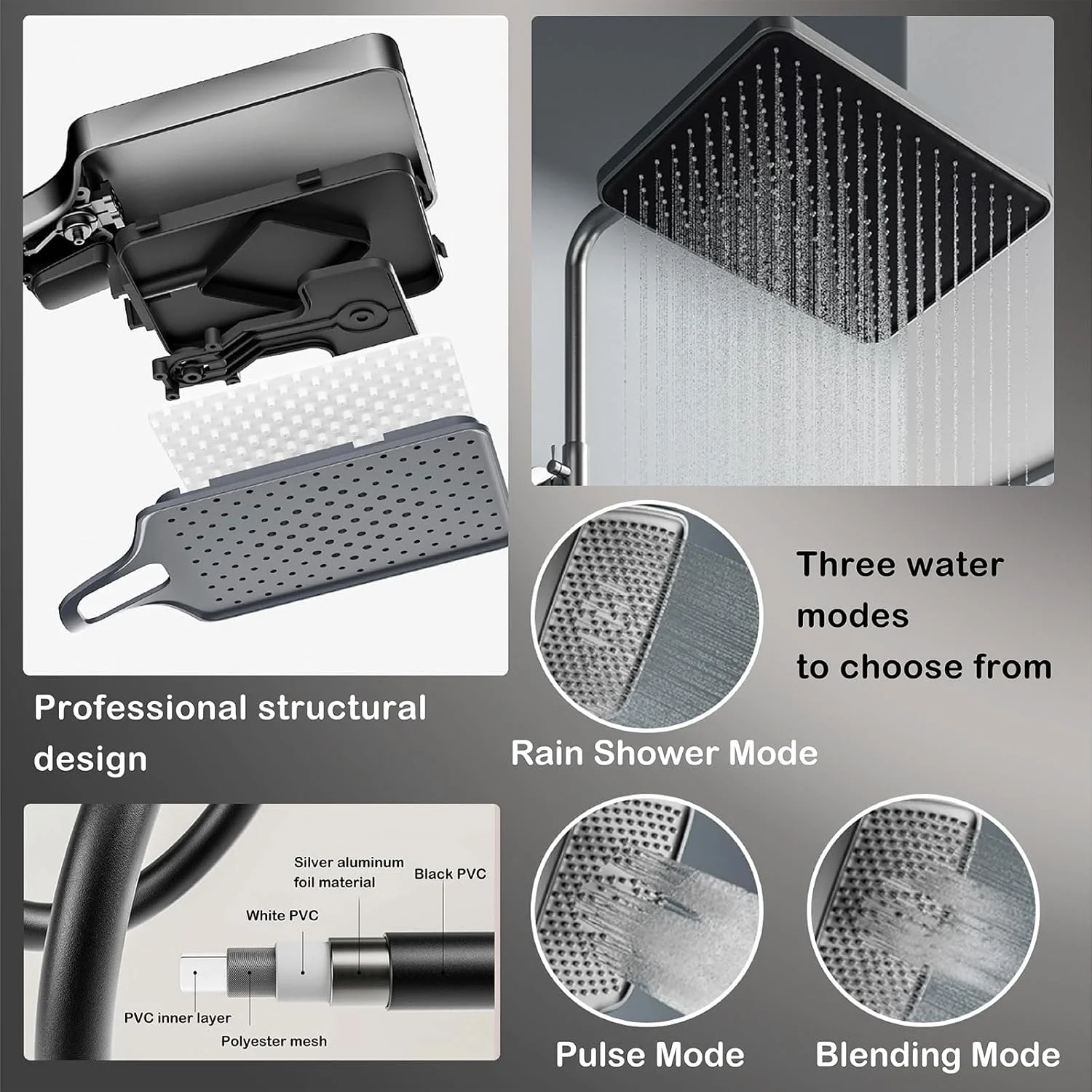 ست شیر دوش REAXOAL، شیر دوش قابل تعویض با 4 حالت مختلف آب، خروجی آب، دوش دستی، دوش بارانی و اسپری دستی، مجهز به نمایشگر دما و زمان آب، نصب دیواری برای حمام ست شیر دوش REAXOAL، شیر دوش قابل تعویض با 4 حالت مختلف آب، خروجی آب، دوش دستی، دوش بارانی و اسپری دستی، مجهز به نمایشگر دما و زمان آب، نصب دیواری برای حمام