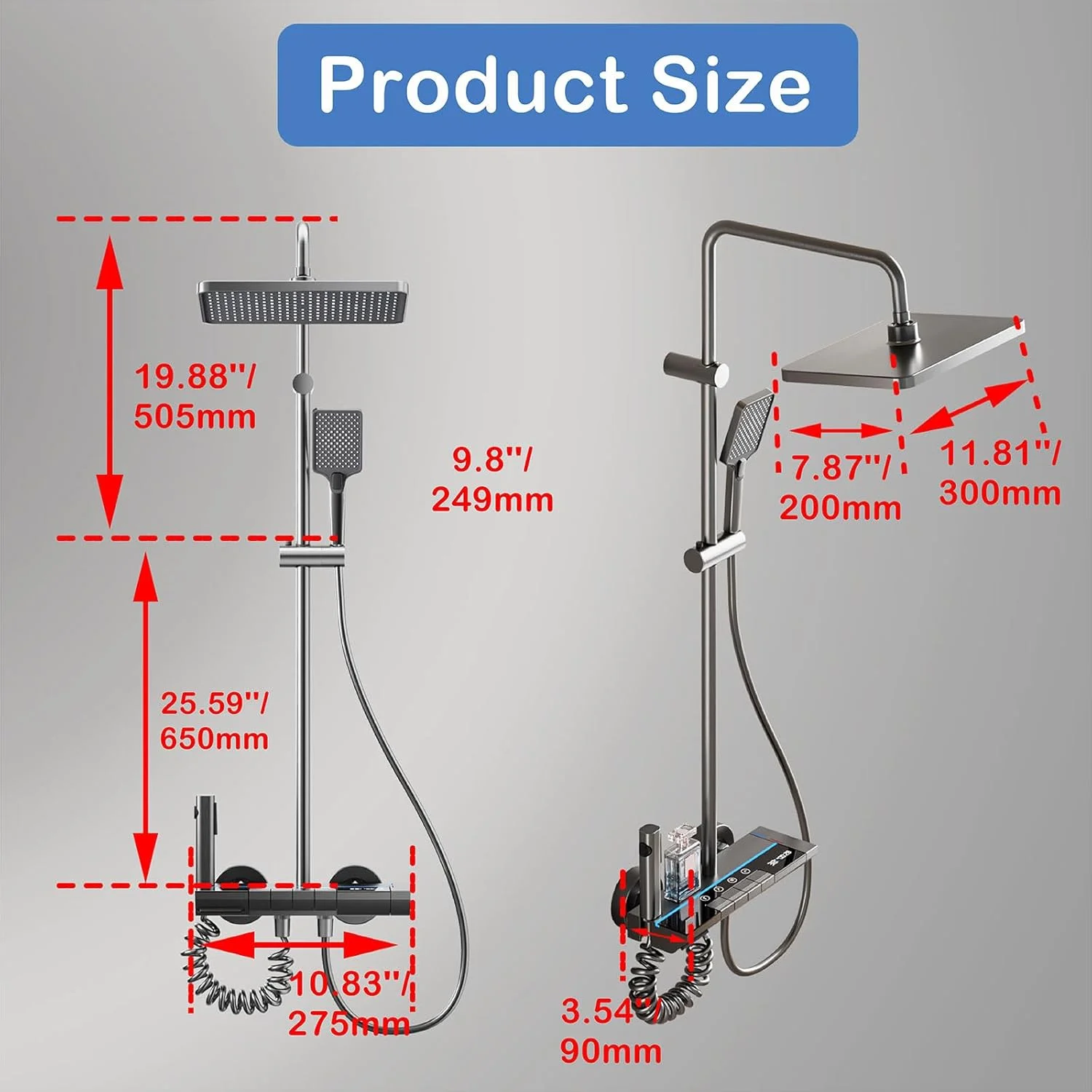 ست شیر دوش REAXOAL، شیر دوش قابل تعویض با 4 حالت مختلف آب، خروجی آب، دوش دستی، دوش بارانی و اسپری دستی، مجهز به نمایشگر دما و زمان آب، نصب دیواری برای حمام ست شیر دوش REAXOAL، شیر دوش قابل تعویض با 4 حالت مختلف آب، خروجی آب، دوش دستی، دوش بارانی و اسپری دستی، مجهز به نمایشگر دما و زمان آب، نصب دیواری برای حمام