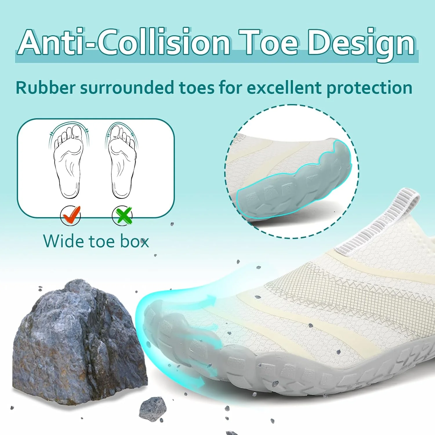 کفش آبی زنانه مردانه، جوراب یوگا آکوا با قابلیت خشک شدن سریع، کفش ساحلی استخر شنای پا برهنه برای پیاده روی، کوهنوردی، غواصی، موج سواری و ورزش های آبی اوت دور