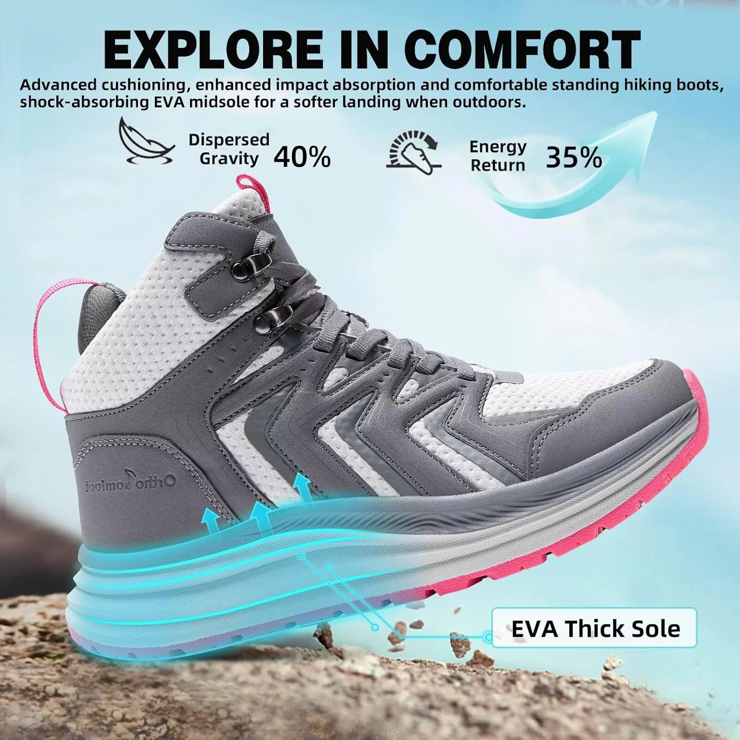 کفش بوت پیاده روی زنانه طبی: پشتیبانی راحت مچ پا، مناسب برای ورزش، پیاده روی و دویدن