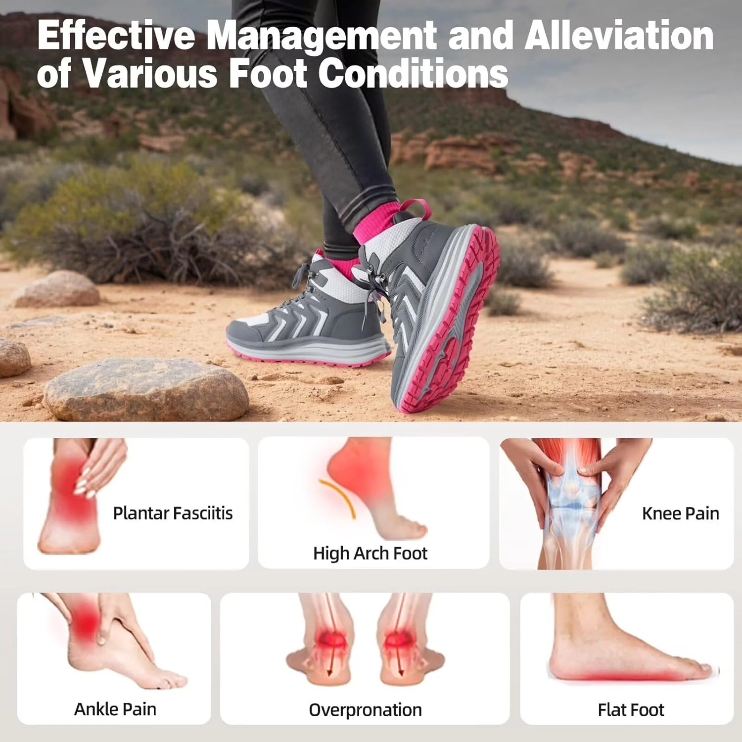 کفش بوت پیاده روی زنانه طبی: پشتیبانی راحت مچ پا، مناسب برای ورزش، پیاده روی و دویدن