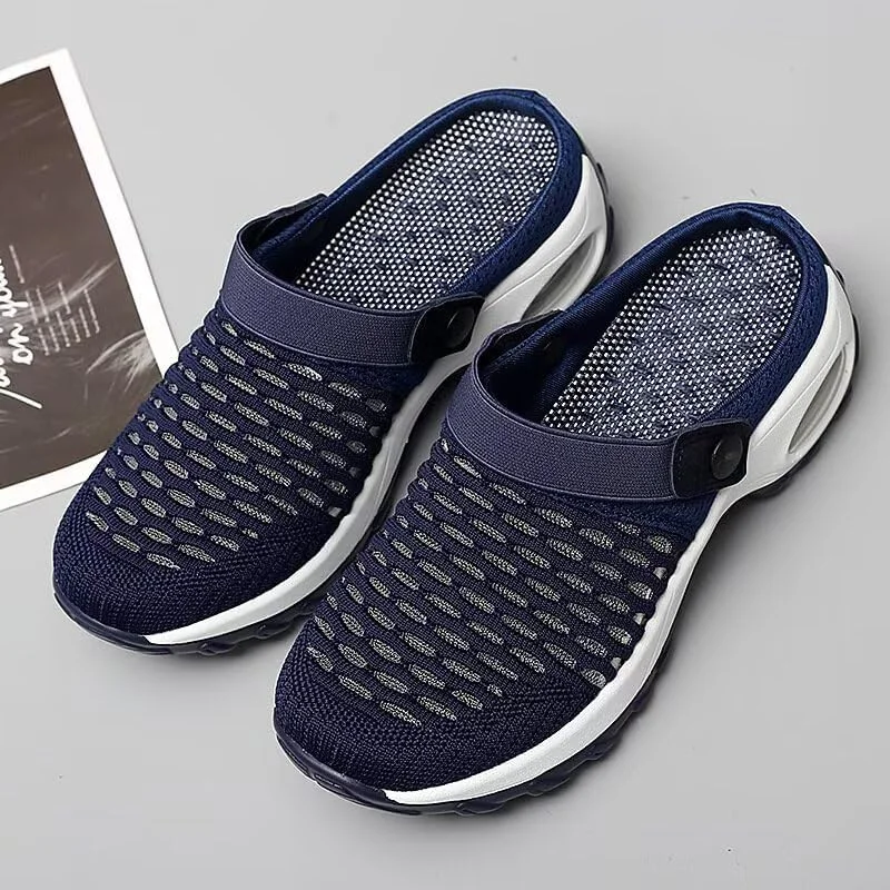 صندل های ورزشی زنانه زونکاسن با رویه مشبک و زیره هوا، مناسب پیاده روی در فضای باز و ساحل، آبی تیره، سایز 6.5