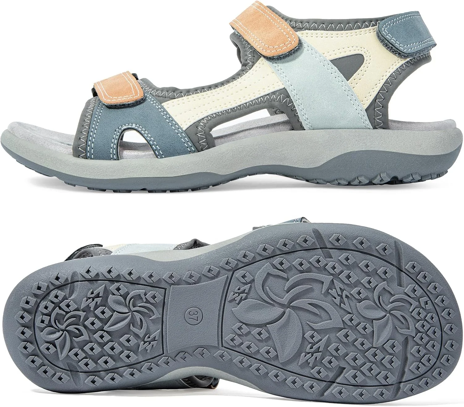 صندل های ورزشی راحت زنانه Zelaprox با پشتیبانی از قوس پا، مناسب پیاده روی و استفاده روزمره در تابستان، دارای 3 بند چسبی قابل تنظیم