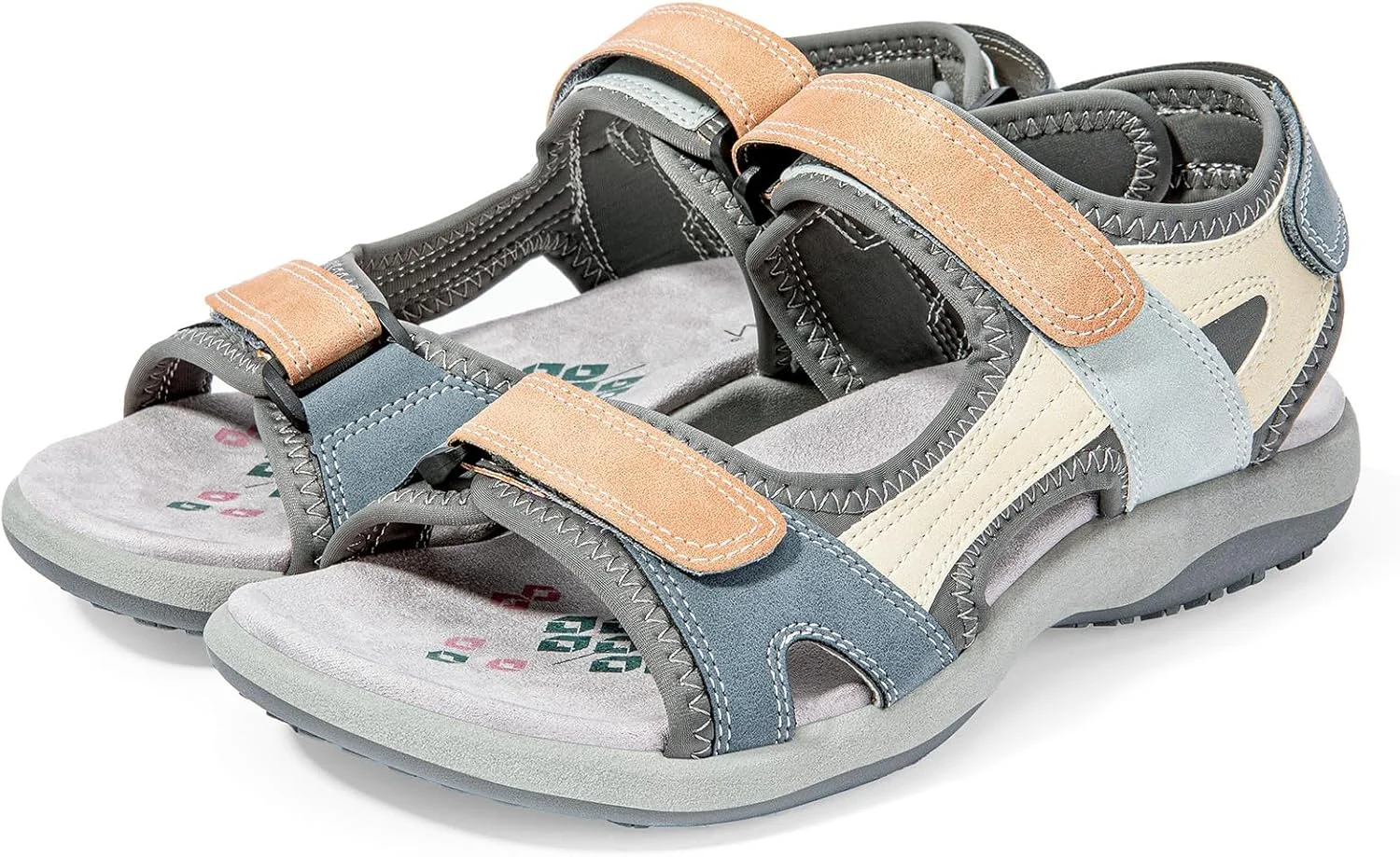 صندل های ورزشی راحت زنانه Zelaprox با پشتیبانی از قوس پا، مناسب پیاده روی و استفاده روزمره در تابستان، دارای 3 بند چسبی قابل تنظیم