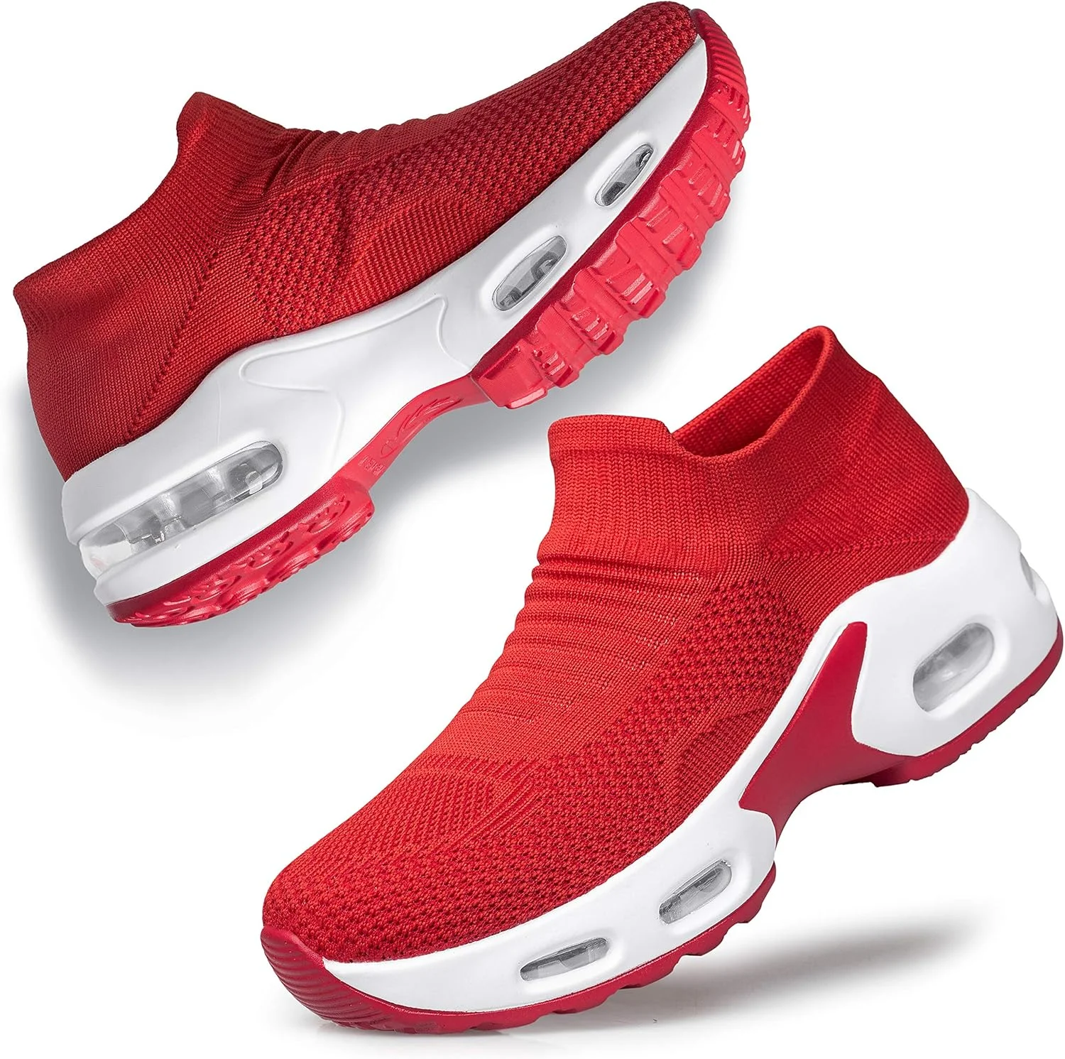 کفش پیاده روی زنانه YHOON مدل Slip-on - کتانی جورابی زنانه مناسب پرستاری، کار، دارای بالشتک هوا، توری، مناسب دویدن و ورزش های سبک