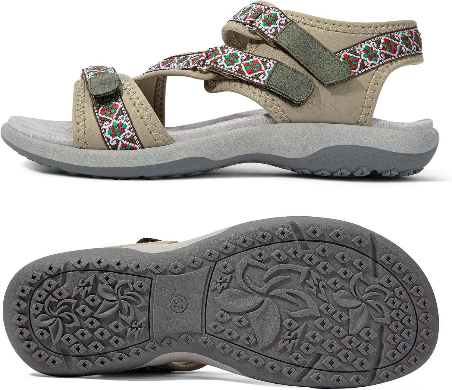 صندل پیاده روی راحت زنانه Zelaprox با پشتیبانی از قوس پا، صندل های ورزشی تابستانی غیر رسمی برای فضای باز با 3 بند قلاب و حلقه قابل تنظیم