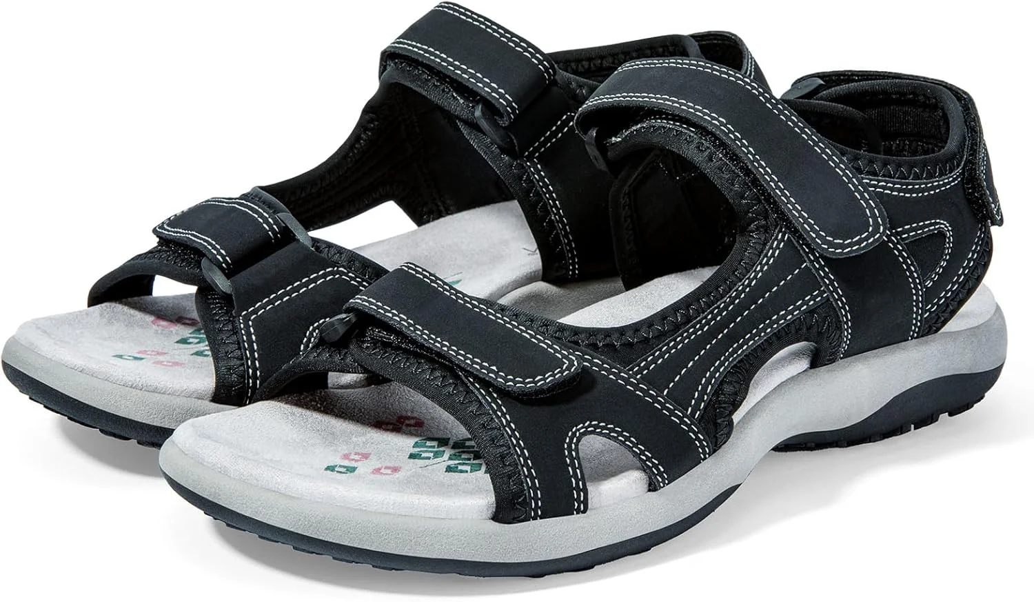 صندل های ورزشی راحت زنانه Zelaprox با پشتیبانی از قوس پا، مناسب پیاده روی و استفاده روزمره در تابستان، دارای 3 بند چسبی قابل تنظیم