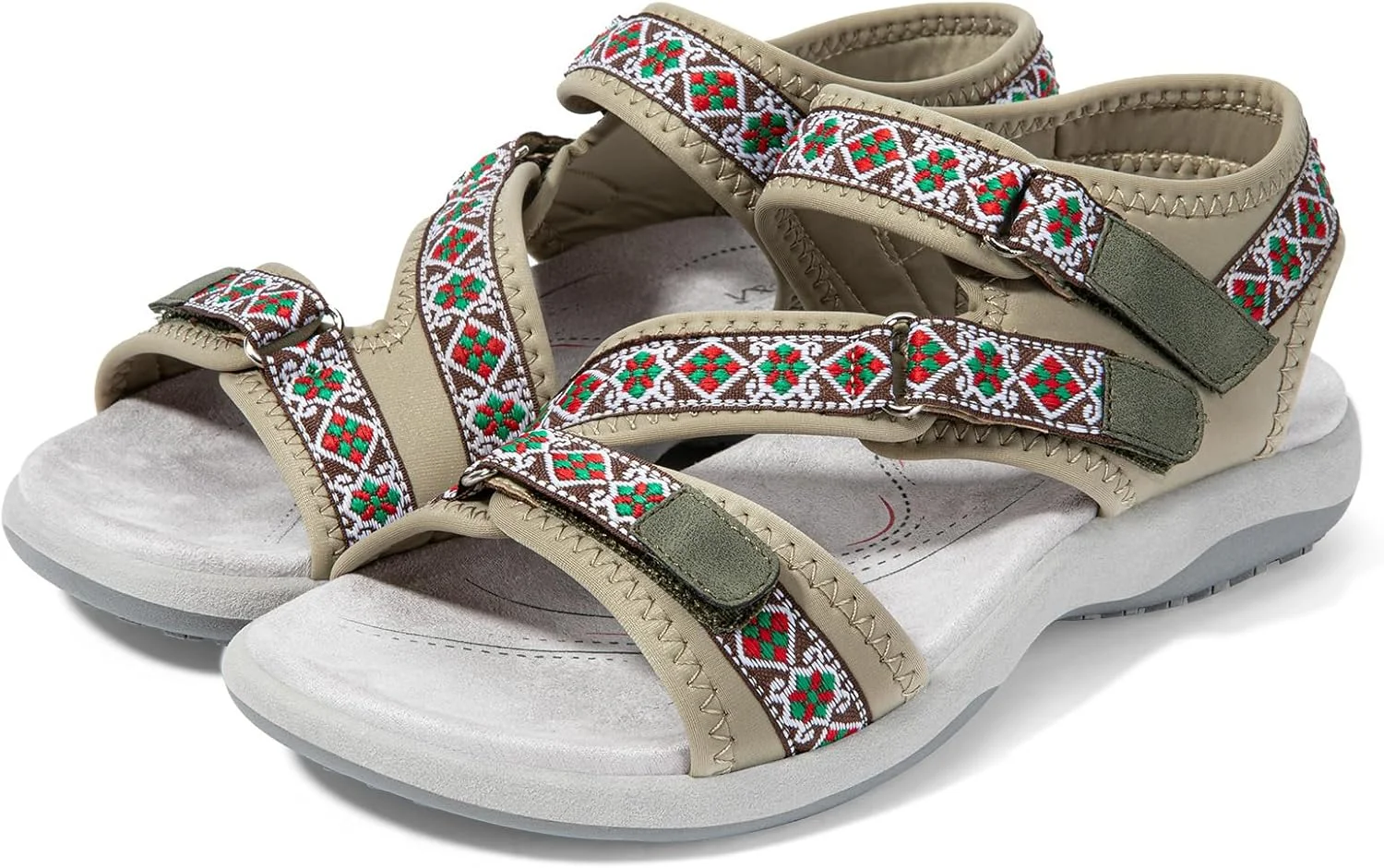 صندل پیاده روی راحت زنانه Zelaprox با پشتیبانی از قوس پا، صندل های ورزشی تابستانی غیر رسمی برای فضای باز با 3 بند قلاب و حلقه قابل تنظیم