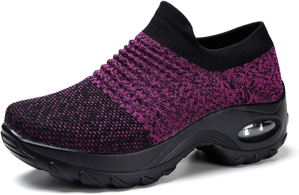 کفش ورزشی زنانه ZHR، کفش پیاده روی سبک وزن توری، کفش تنیس، کفش دویدن و پیاده روی در فضای باز، بنفش سایز 6