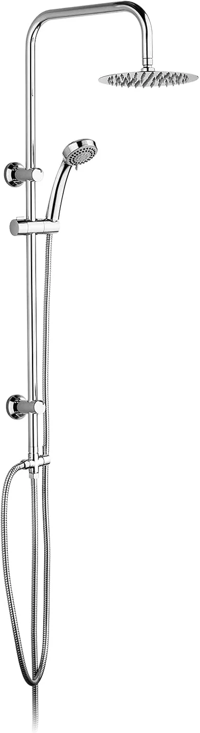 سیستم علم دوش ایبرگریف مدل M20702 بدون شیرآلات - سردوش بارانی، گوشی دستی، شلنگ ها، شیر سه راهی، میله، لوازم نصب، میله بالابر برای حمام سیستم علم دوش ایبرگریف مدل M20702 بدون شیرآلات - سردوش بارانی، گوشی دستی، شلنگ ها، شیر سه راهی، میله، لوازم نصب، میله بالابر برای حمام