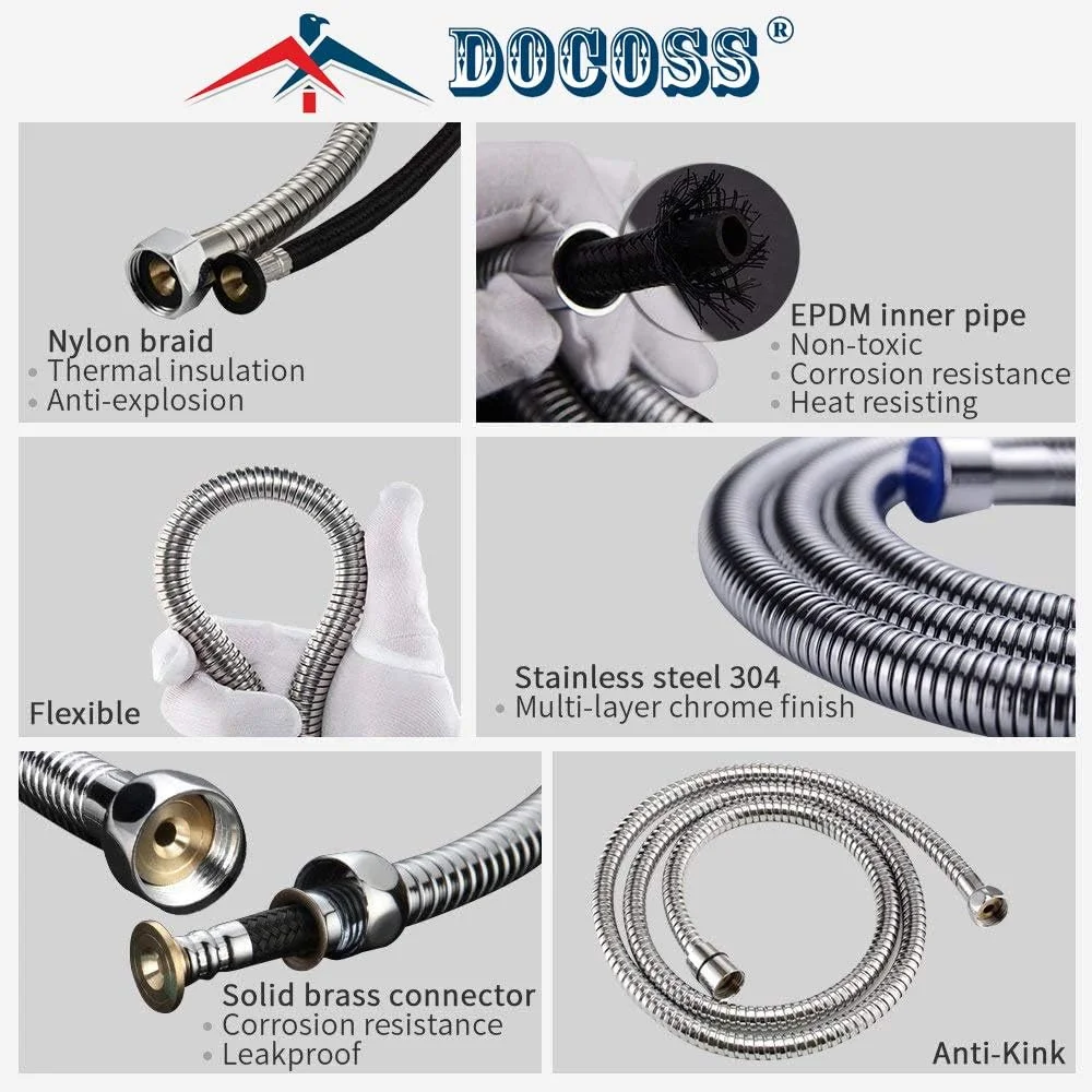 اسپری بهداشتی توالت دوش حمام استیل ضد زنگ گرید 304 DOCOSS، مقاوم با شلنگ انعطاف پذیر 1.2 متری، شیر آب پاش برای لوازم جانبی حمام (نقره ای) اسپری بهداشتی توالت دوش حمام استیل ضد زنگ گرید 304 DOCOSS، مقاوم با شلنگ انعطاف پذیر 1.2 متری، شیر آب پاش برای لوازم جانبی حمام (نقره ای)