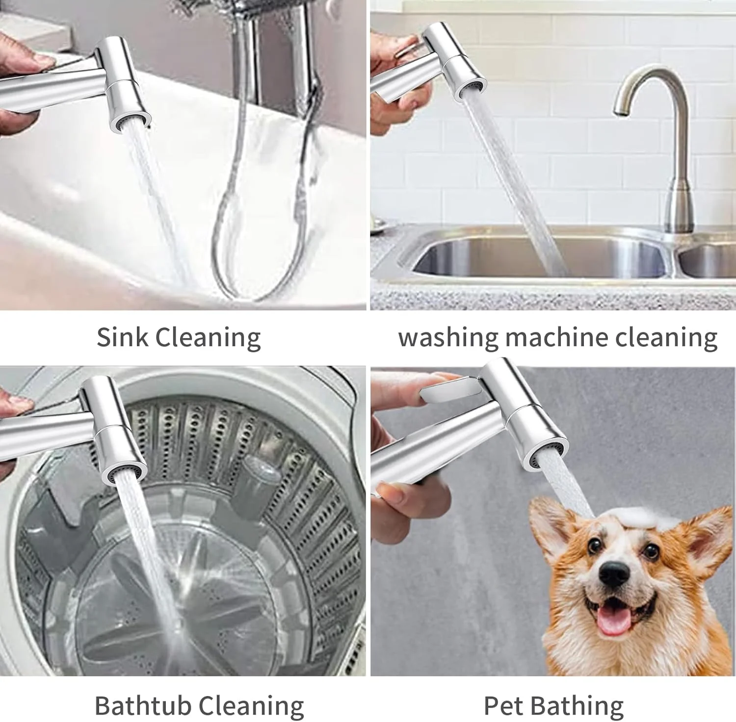 ست شاور دستی بیده DQZSY استیل ضد زنگ، اتصال بیده حمام با پخش کننده شیر، شلنگ فنری، پخش کننده شیر، بهداشت حمام و تمیز کردن پوشک، نقره ای ست شاور دستی بیده DQZSY استیل ضد زنگ، اتصال بیده حمام با پخش کننده شیر، شلنگ فنری، پخش کننده شیر، بهداشت حمام و تمیز کردن پوشک، نقره ای