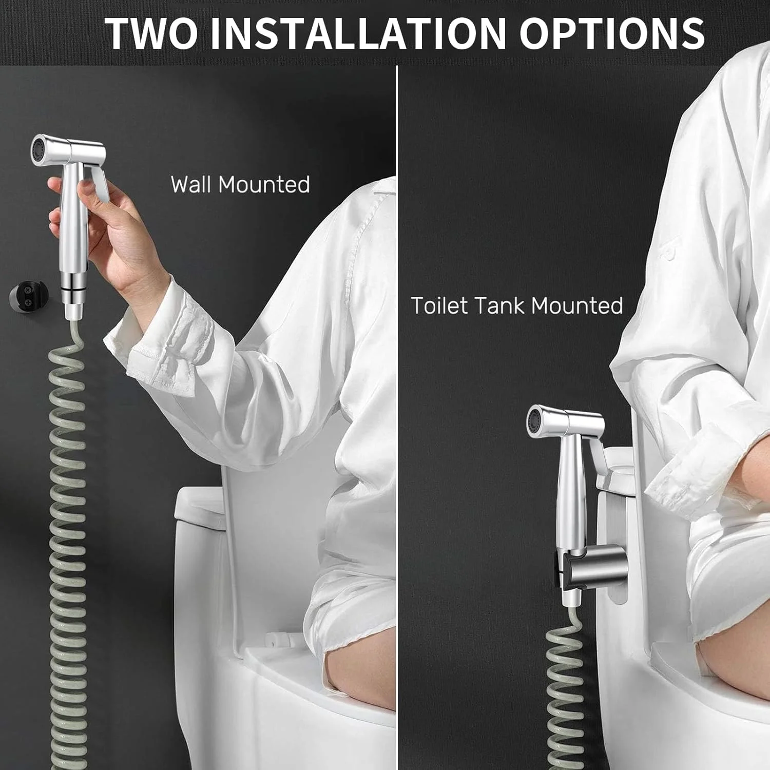 ست شاور دستی بیده DQZSY استیل ضد زنگ، اتصال بیده حمام با پخش کننده شیر، شلنگ فنری، پخش کننده شیر، بهداشت حمام و تمیز کردن پوشک، نقره ای ست شاور دستی بیده DQZSY استیل ضد زنگ، اتصال بیده حمام با پخش کننده شیر، شلنگ فنری، پخش کننده شیر، بهداشت حمام و تمیز کردن پوشک، نقره ای