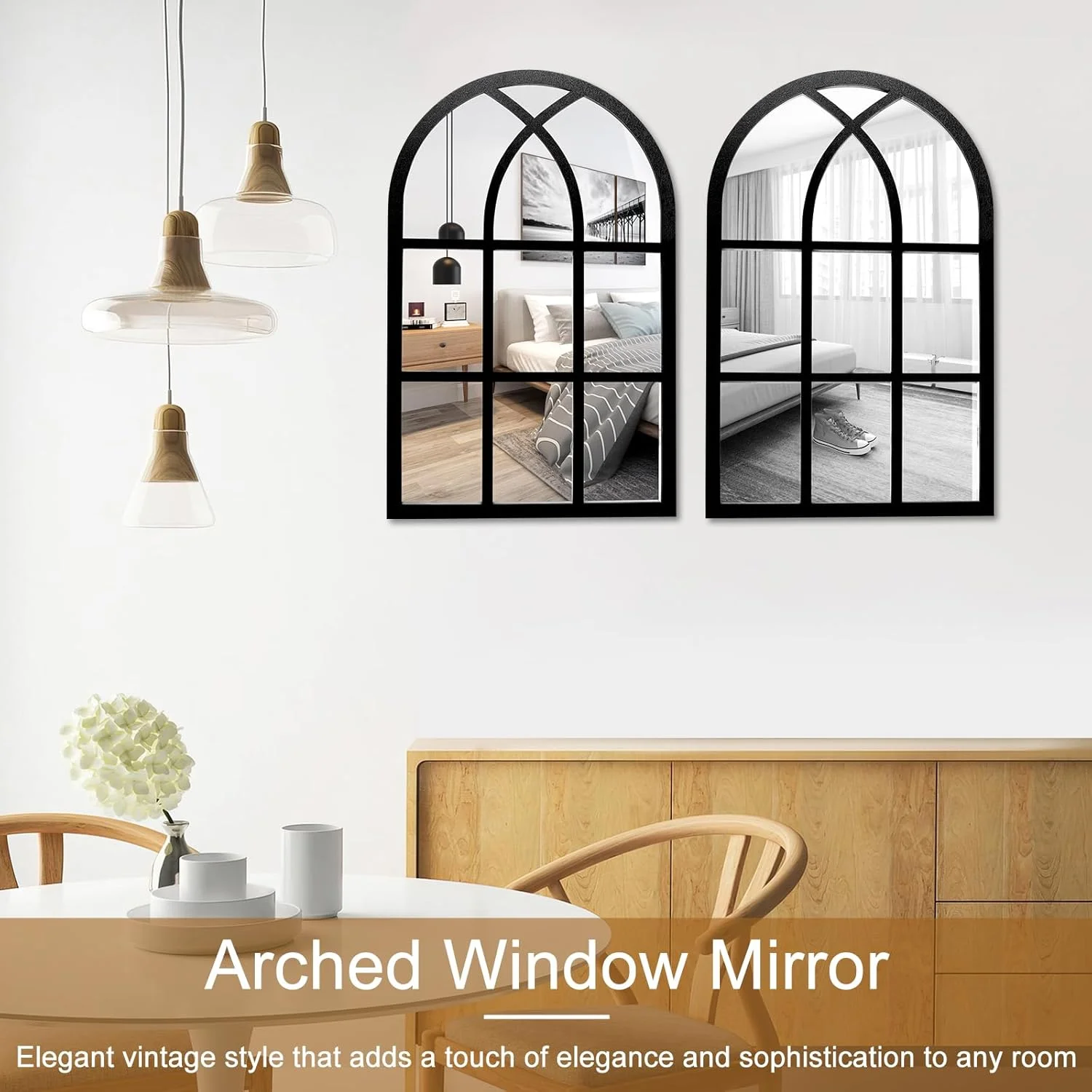 آینه دیواری پنجره قوسی 2 عددی برای دکور دیوار، آینه دیواری اکریلیک طرح قدیمی روستایی، آینه خودچسب به شکل پنجره، قاب آینه پنجره ای برای دکور دیوار اتاق نشیمن، حمام، اتاق خواب، آشپزخانه 27x42 سانتی متر (مشکی) آینه دیواری پنجره قوسی 2 عددی برای دکور دیوار، آینه دیواری اکریلیک طرح قدیمی روستایی، آینه خودچسب به شکل پنجره، قاب آینه پنجره ای برای دکور دیوار اتاق نشیمن، حمام، اتاق خواب، آشپزخانه 27x42 سانتی متر (مشکی)