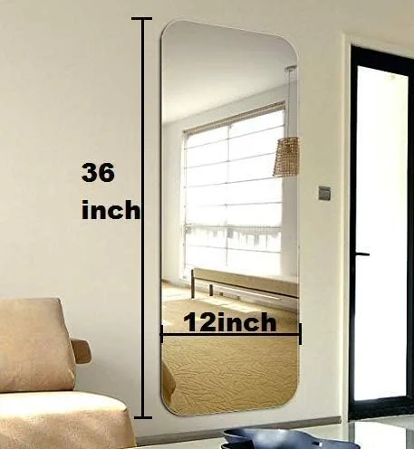 آینه دیواری تزئینی بدون قاب TINITALO، مناسب برای حمام، دکوراسیون منزل، ابعاد: 30 در 91 سانتی متر، مدل QG 76 (بدون قاب، نقره ای، بیضی)