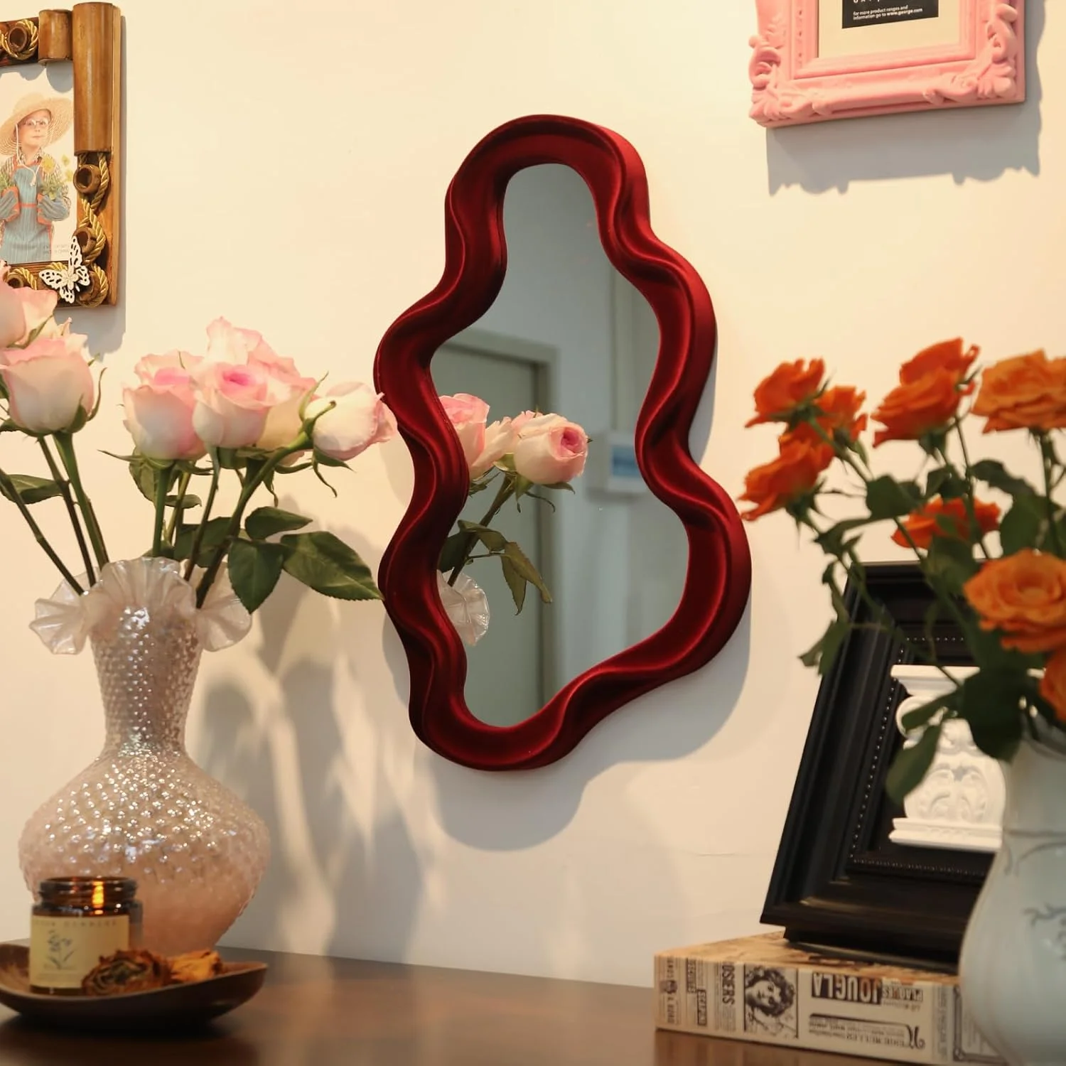 آینه دیواری تزئینی TEIPAI برای خانه، دفتر کار، آپارتمان، آینه تزئینی نامتقارن برای ورودی ایوان شومینه، مجسمه هنری دیواری آویز نامنظم برای کریسمس (شرابی) آینه دیواری تزئینی TEIPAI برای خانه، دفتر کار، آپارتمان، آینه تزئینی نامتقارن برای ورودی ایوان شومینه، مجسمه هنری دیواری آویز نامنظم برای کریسمس (شرابی)