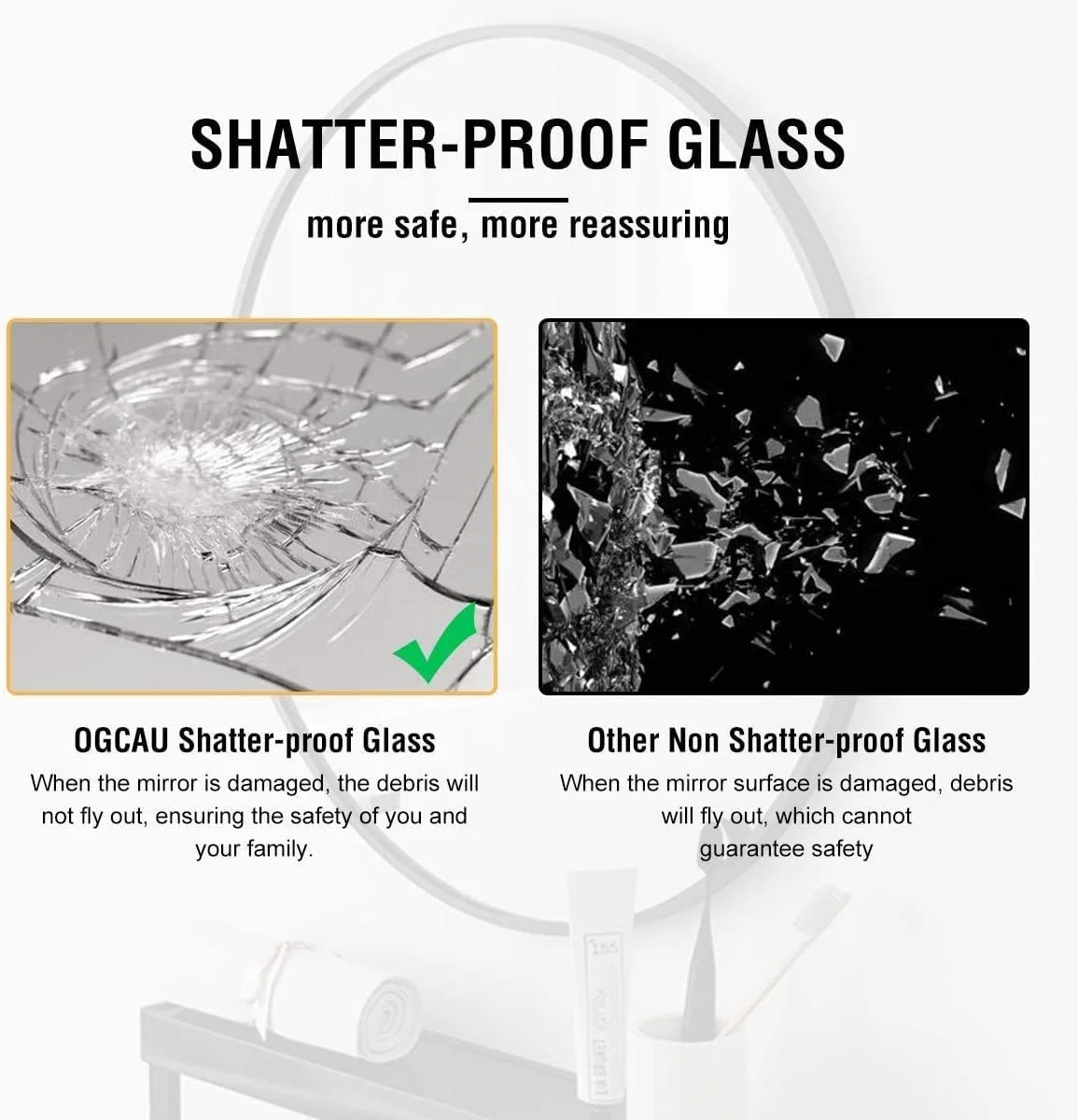 آینه تزئینی بدون قاب Tinitalo، شیشه آینه دیواری برای آینه حمام، دکور آینه در منزل، اندازه آینه: 45 در 60 سانتی متر QG 65 آینه تزئینی بدون قاب Tinitalo، شیشه آینه دیواری برای آینه حمام، دکور آینه در منزل، اندازه آینه: 45 در 60 سانتی متر QG 65