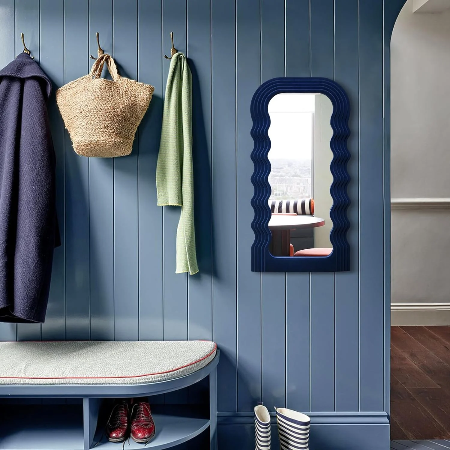 آینه دیواری فانتزی TEIPAI، دکور راهرو ورودی، آینه تزئینی نامتقارن 35x71 سانتیمتر برای اتاق نشیمن دفتر کار خانگی، دکوراسیون منزل ماکسیمالیستی برای هدیه عروسی کریسمس (آبی تیره) آینه دیواری فانتزی TEIPAI، دکور راهرو ورودی، آینه تزئینی نامتقارن 35x71 سانتیمتر برای اتاق نشیمن دفتر کار خانگی، دکوراسیون منزل ماکسیمالیستی برای هدیه عروسی کریسمس (آبی تیره)