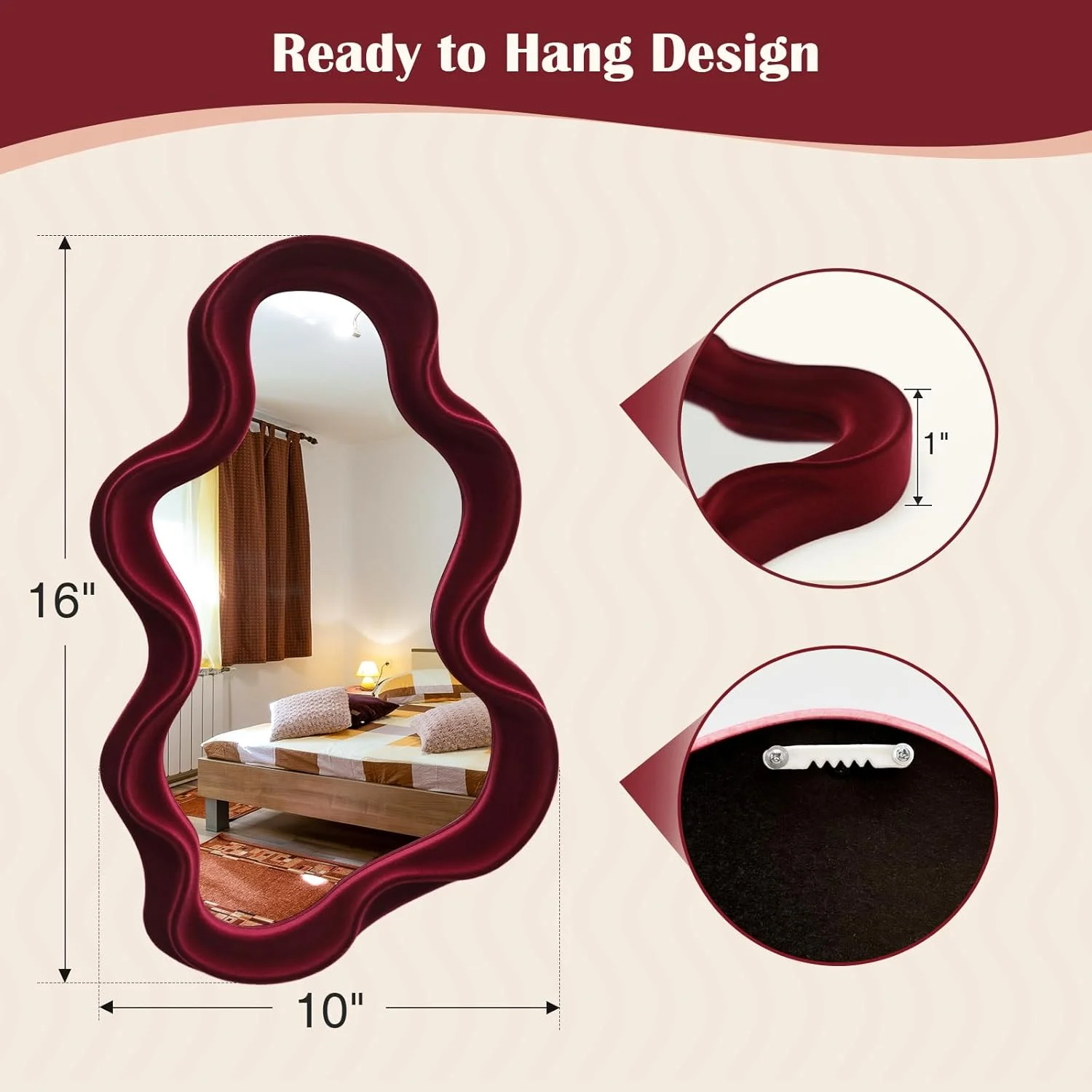 آینه دیواری تزئینی TEIPAI برای خانه، دفتر کار، آپارتمان، آینه تزئینی نامتقارن برای ورودی ایوان شومینه، مجسمه هنری دیواری آویز نامنظم برای کریسمس (شرابی) آینه دیواری تزئینی TEIPAI برای خانه، دفتر کار، آپارتمان، آینه تزئینی نامتقارن برای ورودی ایوان شومینه، مجسمه هنری دیواری آویز نامنظم برای کریسمس (شرابی)