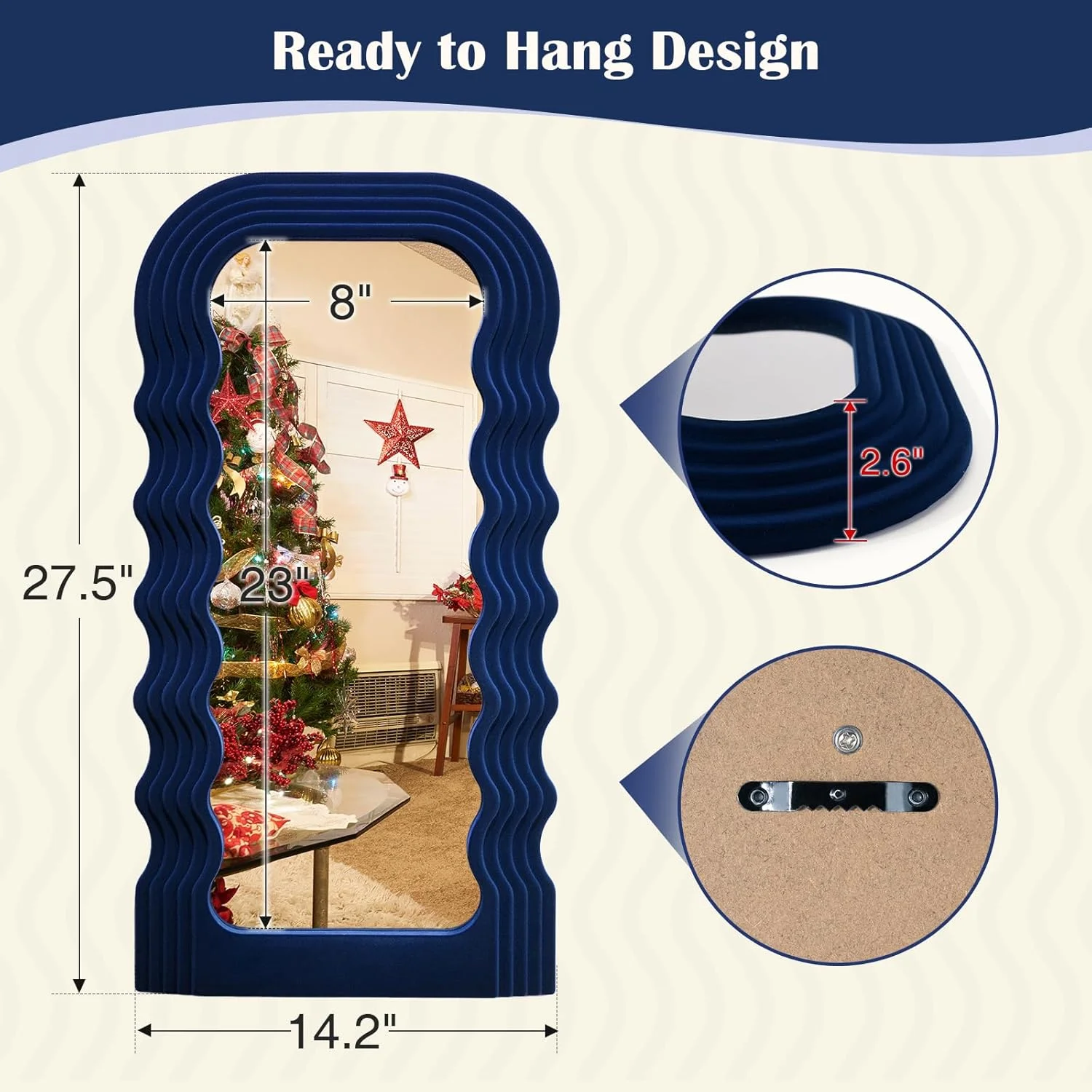 آینه دیواری فانتزی TEIPAI، دکور راهرو ورودی، آینه تزئینی نامتقارن 35x71 سانتیمتر برای اتاق نشیمن دفتر کار خانگی، دکوراسیون منزل ماکسیمالیستی برای هدیه عروسی کریسمس (آبی تیره) آینه دیواری فانتزی TEIPAI، دکور راهرو ورودی، آینه تزئینی نامتقارن 35x71 سانتیمتر برای اتاق نشیمن دفتر کار خانگی، دکوراسیون منزل ماکسیمالیستی برای هدیه عروسی کریسمس (آبی تیره)