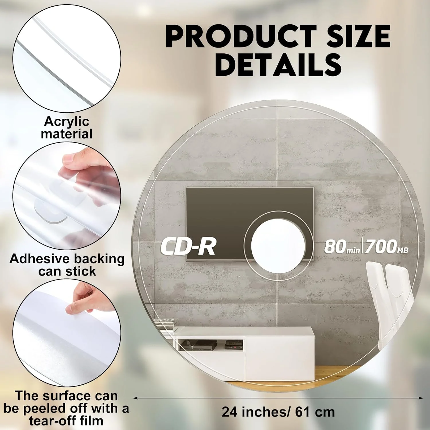 آینه دیسکی تلگلو آکریلیک، 61 سانتی متر، دکور موزیکال جذاب، آینه گرد دیسک سی دی، دکور اتاق موسیقی خنده دار، هدیه کریسمس، مناسب اتاق نشیمن، اتاق خواب، مهمانی های خانگی آینه دیسکی تلگلو آکریلیک، 61 سانتی متر، دکور موزیکال جذاب، آینه گرد دیسک سی دی، دکور اتاق موسیقی خنده دار، هدیه کریسمس، مناسب اتاق نشیمن، اتاق خواب، مهمانی های خانگی