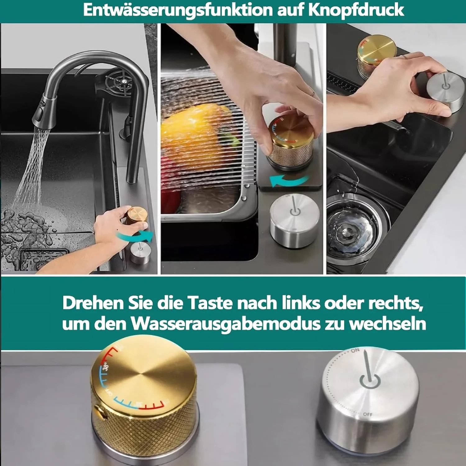 سینک آبشاری چند منظوره، سینک کاربردی، سینک توکار با اتصالات، استیل ضد زنگ مشکی، مناسب برای بارها، بالکن ها، منازل، آشپزخانه ها (خاکستری تیره، 85x45 سانتی متر)