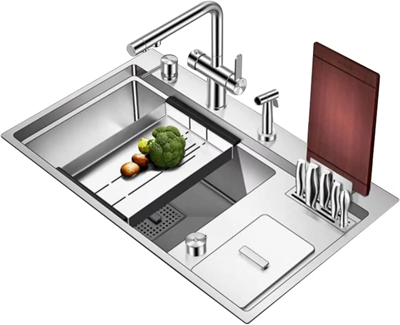 سینک ظرفشویی توکار، سینک کنسولی، ایستگاه کاری چند منظوره، سینک آشپزخانه استیل ضد زنگ، سینک شستشوی دستی، مجموعه سینک 10 عددی