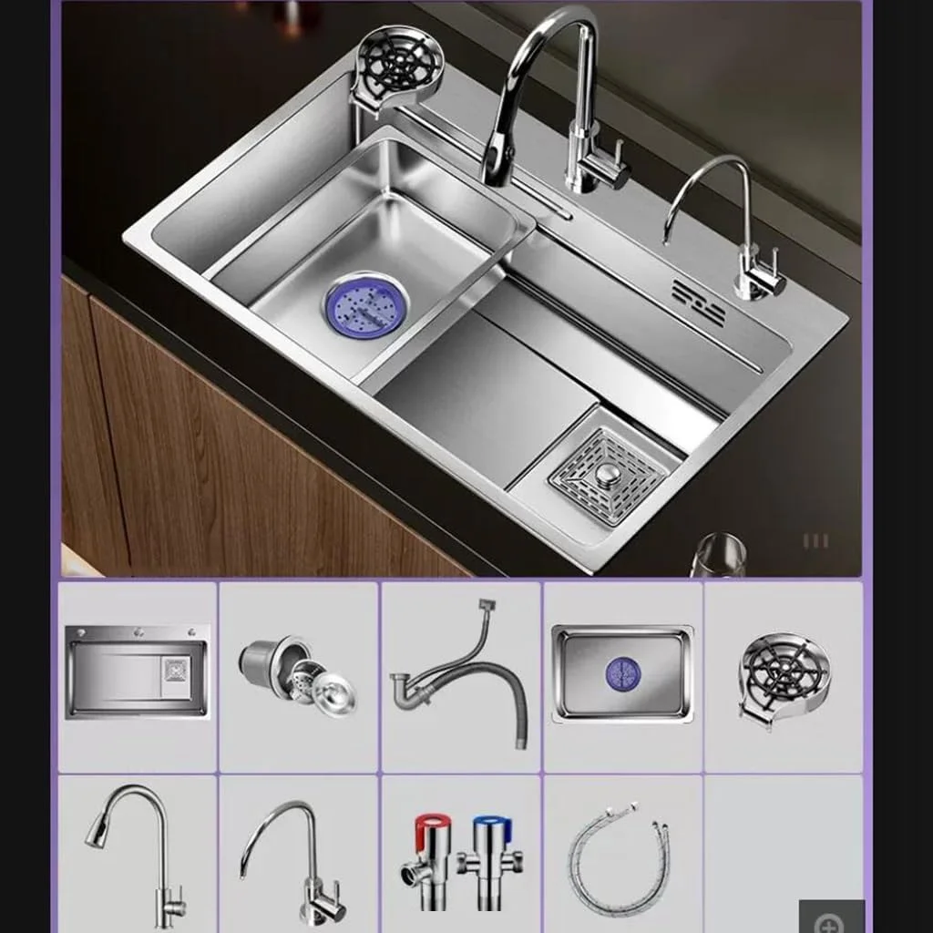 سینک ظرفشویی بادوام نقره ای آشپزخانه استودیو بار بالکن سینک استیل ضد زنگ سینک توکار استخر آب مخزن شستشوی ظروف، نقره ای - 65 * 45 * 21 سانتی متر