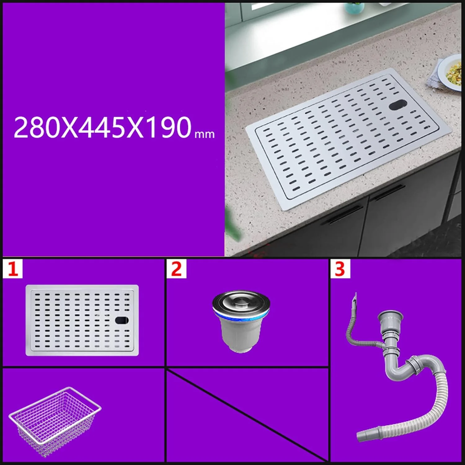 سینک ظرفشویی استیل ضد زنگ، سینک تک لگنه پیشخوان بار 17.5 اینچی، سینک آشپزخانه توکار با پوشش آبچکان، مجموعه تخلیه، برس خورده و تمیز کردن آسان، برای بارها، کافه، مشکی