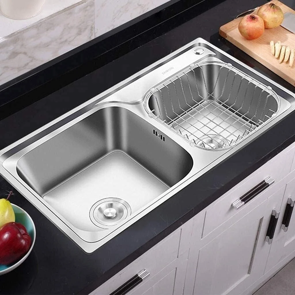 سینک ظرفشویی VLNAACH، سینک آشپزخانه استیل ضد زنگ تک لگنه دو لگنه توکار