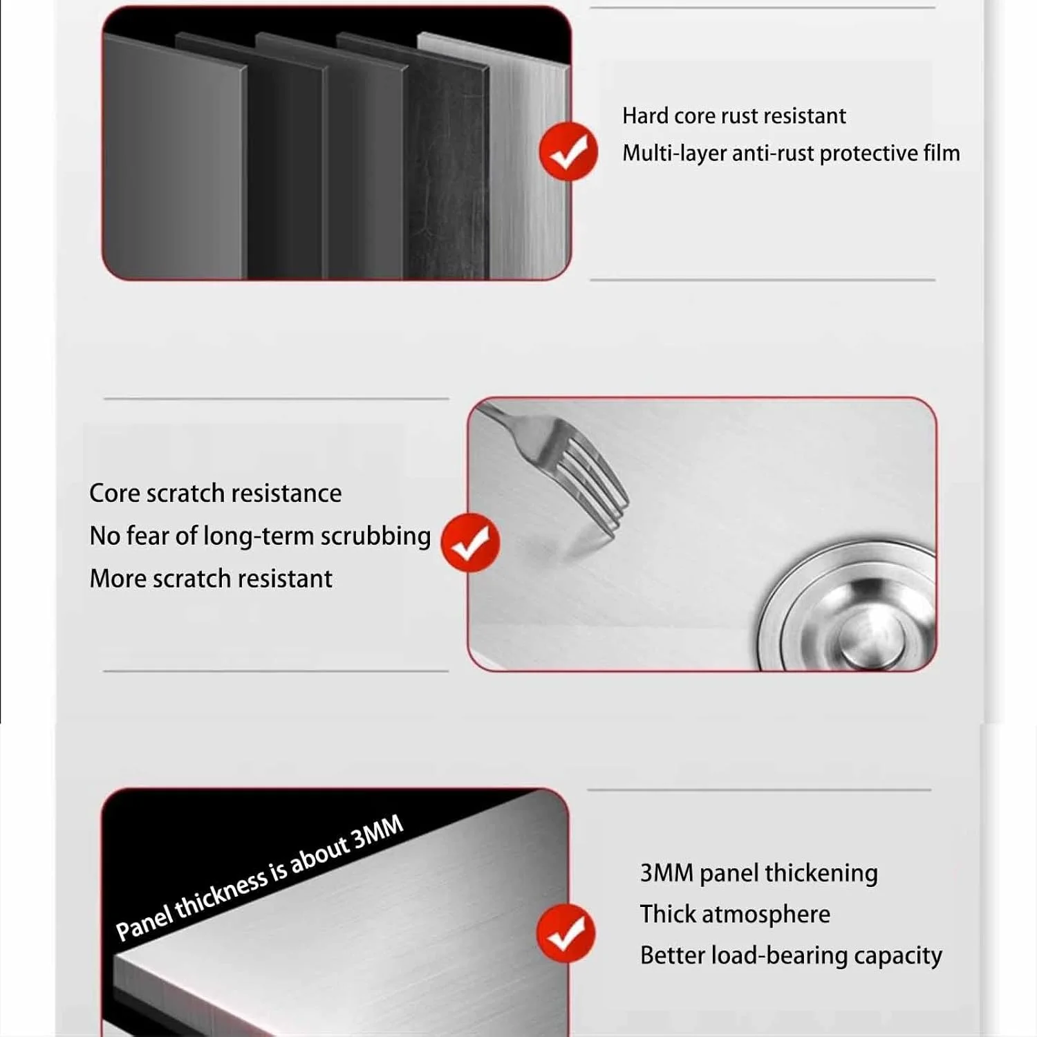 سینک ظرفشویی چند منظوره تجاری، سینک تک لگنه استیل ضد زنگ، سینک آشپزخانه توکار با شیر آب بیرون کشیدنی، جنس نانو استیل ضد زنگ، بادوام، ضد خش، مناسب برای