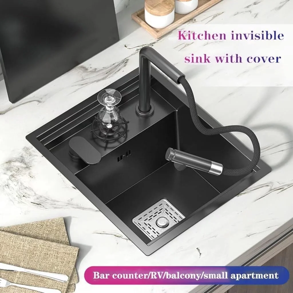 سینک ظرفشویی تک لگنه تجاری، مناسب بار، آشپزخانه، سینک استیل ضد زنگ، سینک توکار نامرئی، سینک سبزیجات با سیستم فاضلاب