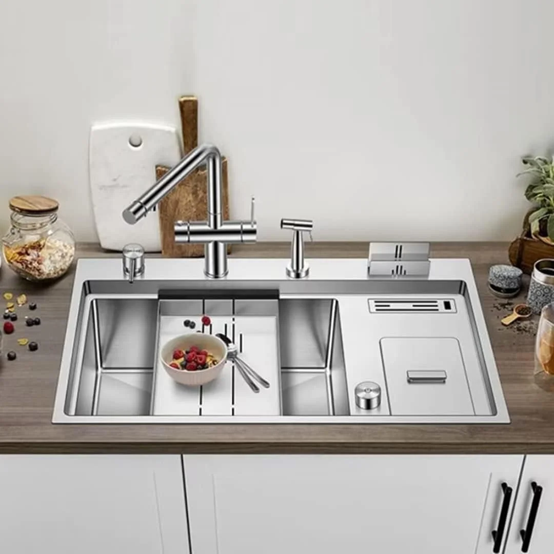 سینک ظرفشویی توکار کنسول سینک ایستگاه کاری سینک چند منظوره آشپزخانه سینک استیل ضد زنگ سینک شستشوی دستی مجموعه سینک 10 عددی
