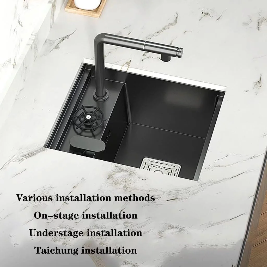 سینک ظرفشویی تک لگنه تجاری، مناسب بار، آشپزخانه، سینک استیل ضد زنگ، سینک توکار نامرئی، سینک سبزیجات با سیستم فاضلاب