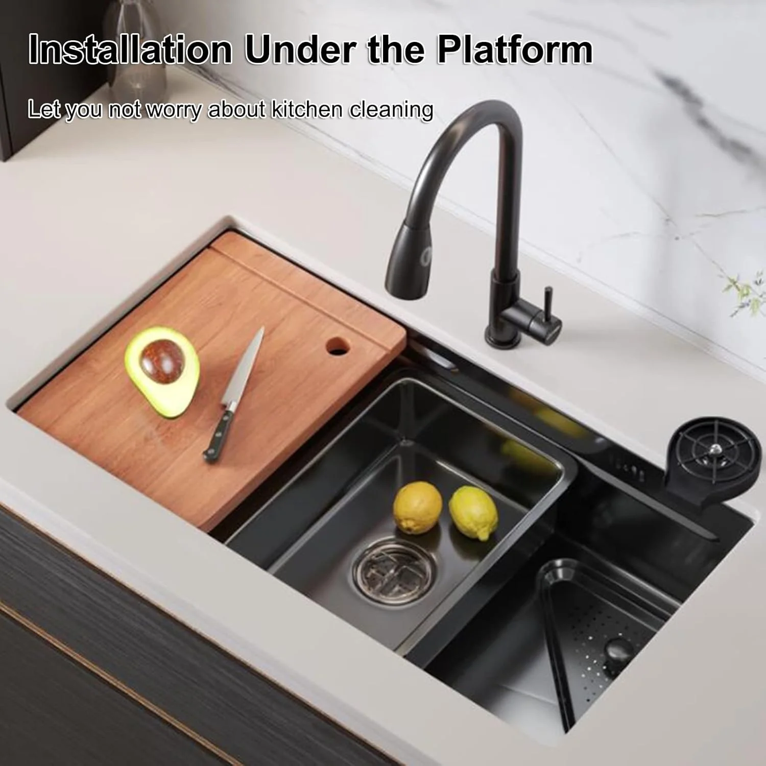 سینک ظرفشویی آشپزخانه، سینک آماده سازی بار، سینک ظرفشویی استیل 304، سخت افزار داخلی آشپزخانه، سینک ظرفشویی داخلی (سایز: 75x46 سانتی متر)