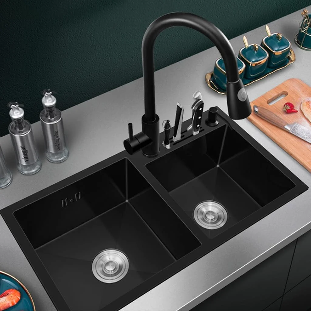 سینک نانو، سینک دو لگنه با جا چاقویی، سینک توکار، سینک استیل، سینک آشپزخانه بزرگ، سینک بار