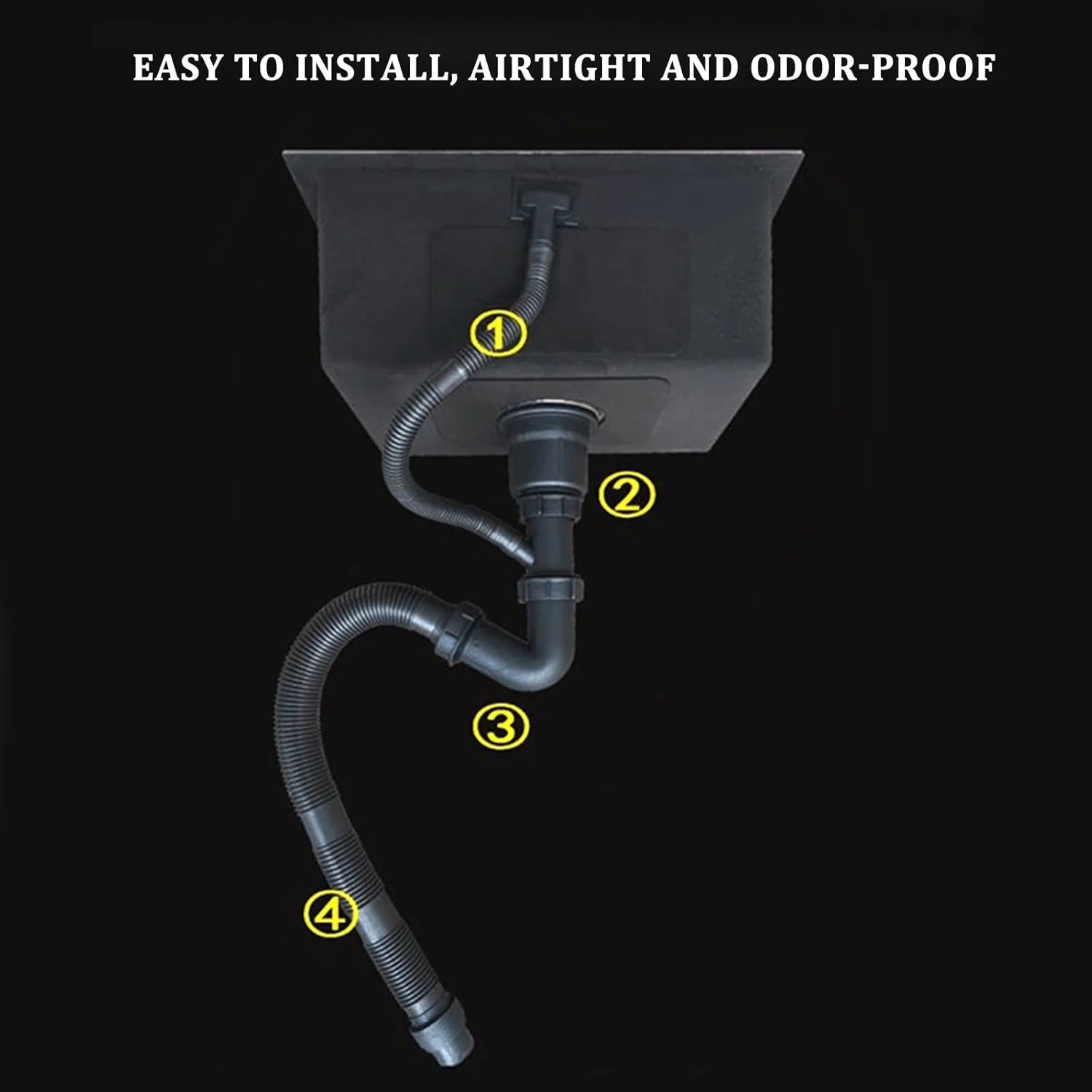 سینک ظرفشویی، سینک ظرفشویی با شیر، سینک مشکی بار، سینک توکار، شیر آب مشکی بیرون کشیدنی، لوازم جانبی کامل