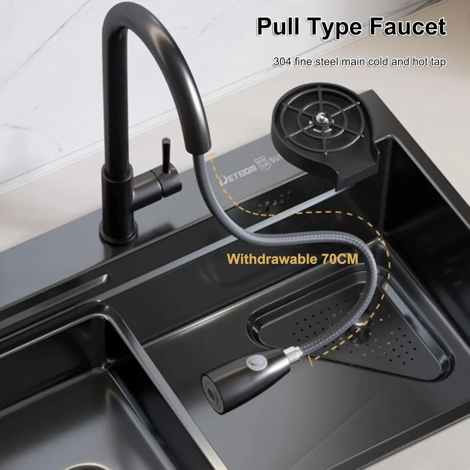 سینک ظرفشویی آشپزخانه، سینک آماده سازی بار، سینک ظرفشویی استیل 304، سخت افزار داخلی آشپزخانه، سینک ظرفشویی داخلی (سایز: 75x46 سانتی متر)