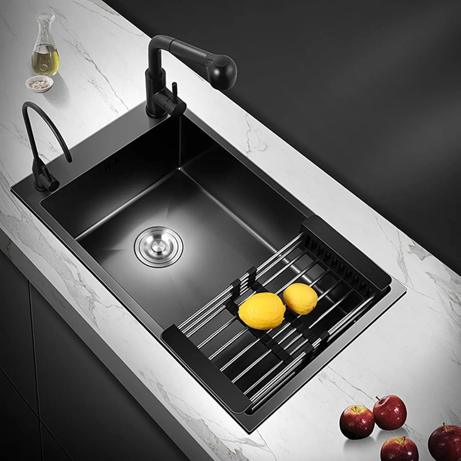 سینک ظرفشویی باریک، سینک توکار، سینک تک لگنه آشپزخانه به همراه لوازم جانبی برای بالکن و بار