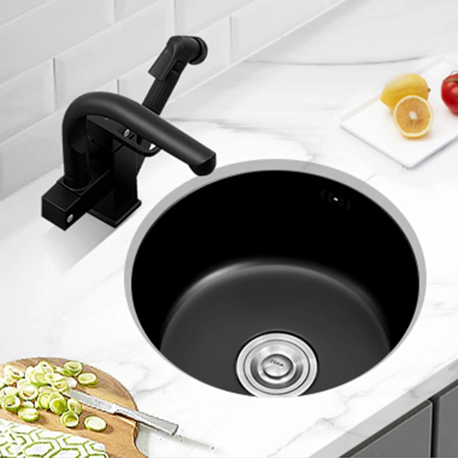 سینک گرد توکار، سینک مناسب فضای باز RV، سینک مناسب جزیره آشپزخانه، سینک آشپزخانه به همراه شیر آب دو منظوره با تفنگی آبپاش