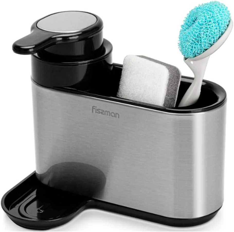 جا اسکاچی و مایع ظرفشویی سینک ظرفشویی فیسمن، جا اسفنجی، سازمان دهنده | دارای سینی تخلیه آب جداشدنی برای برس ها و اسفنج ها