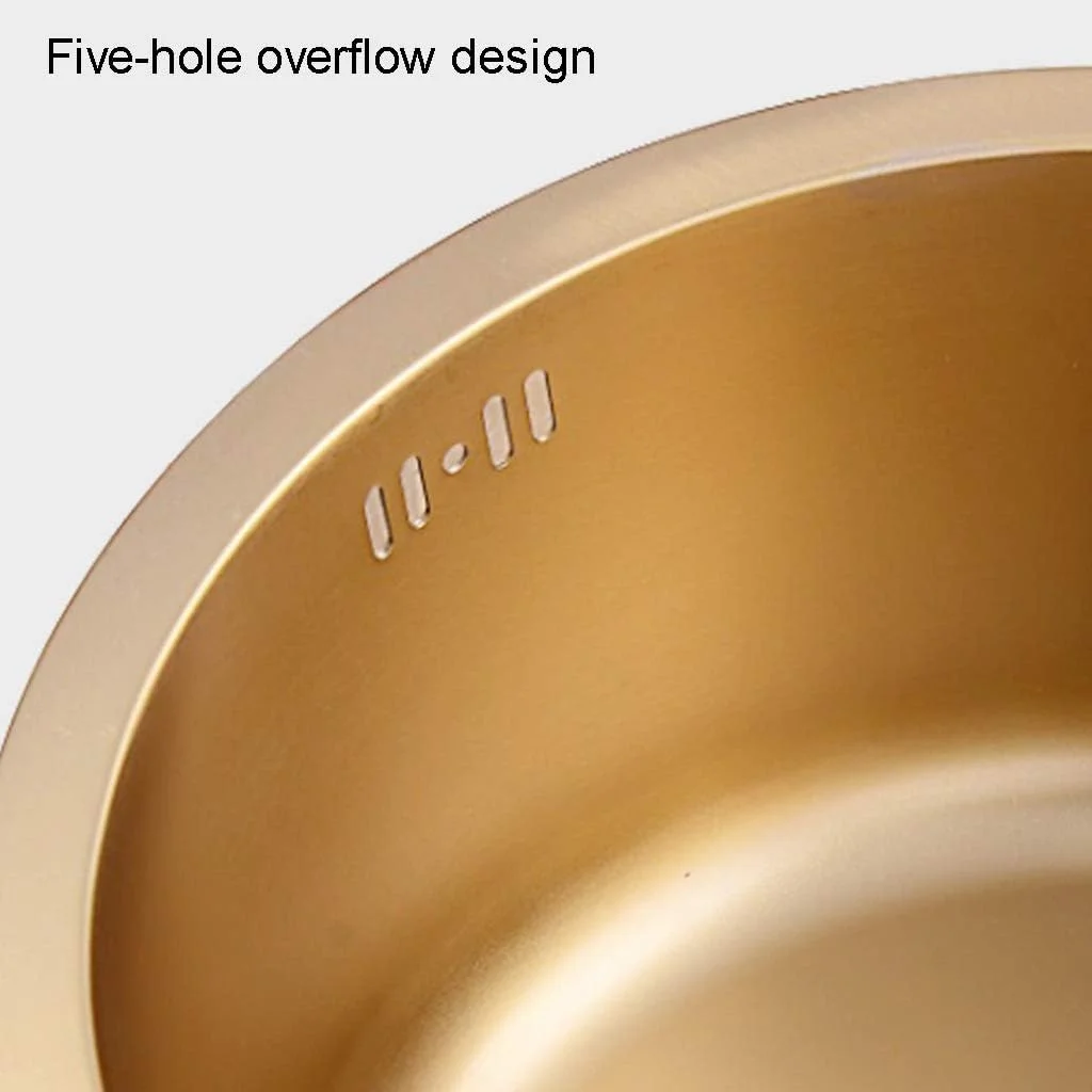 سینک ظرفشویی توکار طلایی سینک استیل 304 گرد مینی بار سینک دستی عمق سینک 19 سانتی متر، طلایی-a-40 * 40 * 19 سانتی متر