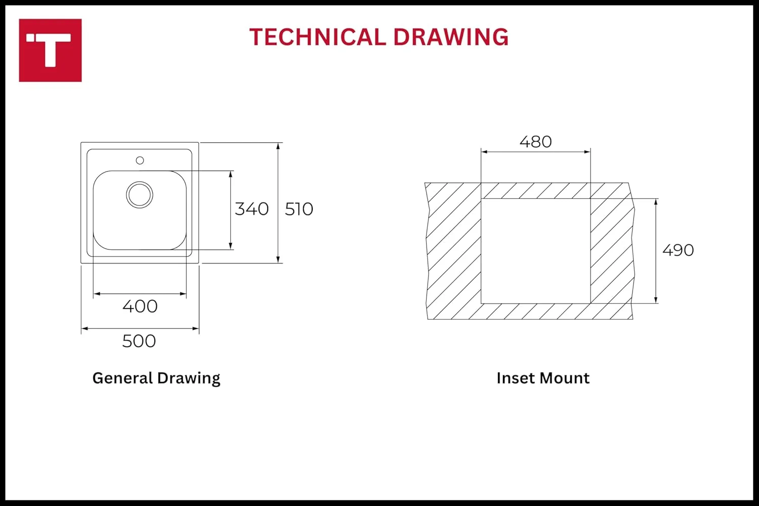 سینک ظرفشویی توکار تکا Starbright 50 E-Xn 1B با پرداخت مات در ابعاد سانتی متر