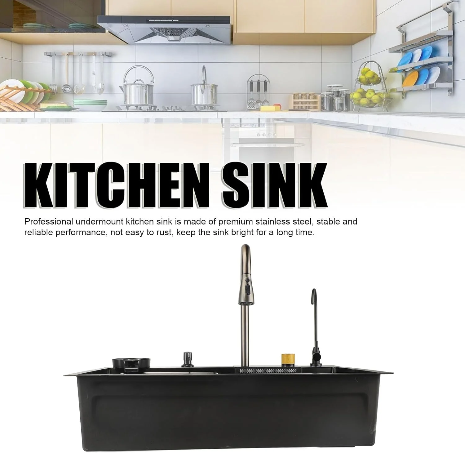 سینک ظرفشویی استیل SIXRUN، لگن بزرگ، سینک آشپزخانه حرفه ای با ظرفیت بالا برای آشپزخانه های خانگی، سینک مدرن توکار