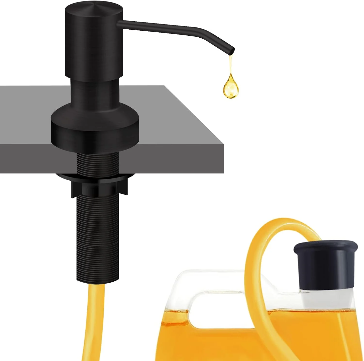 جامایع ظرفشویی ایزولور برای سینک ظرفشویی، جامایع توکار سینک با کیت لوله 47 اینچی، دیگر نیازی به پر کردن مکرر بطری کوچک نیست (مشکی)