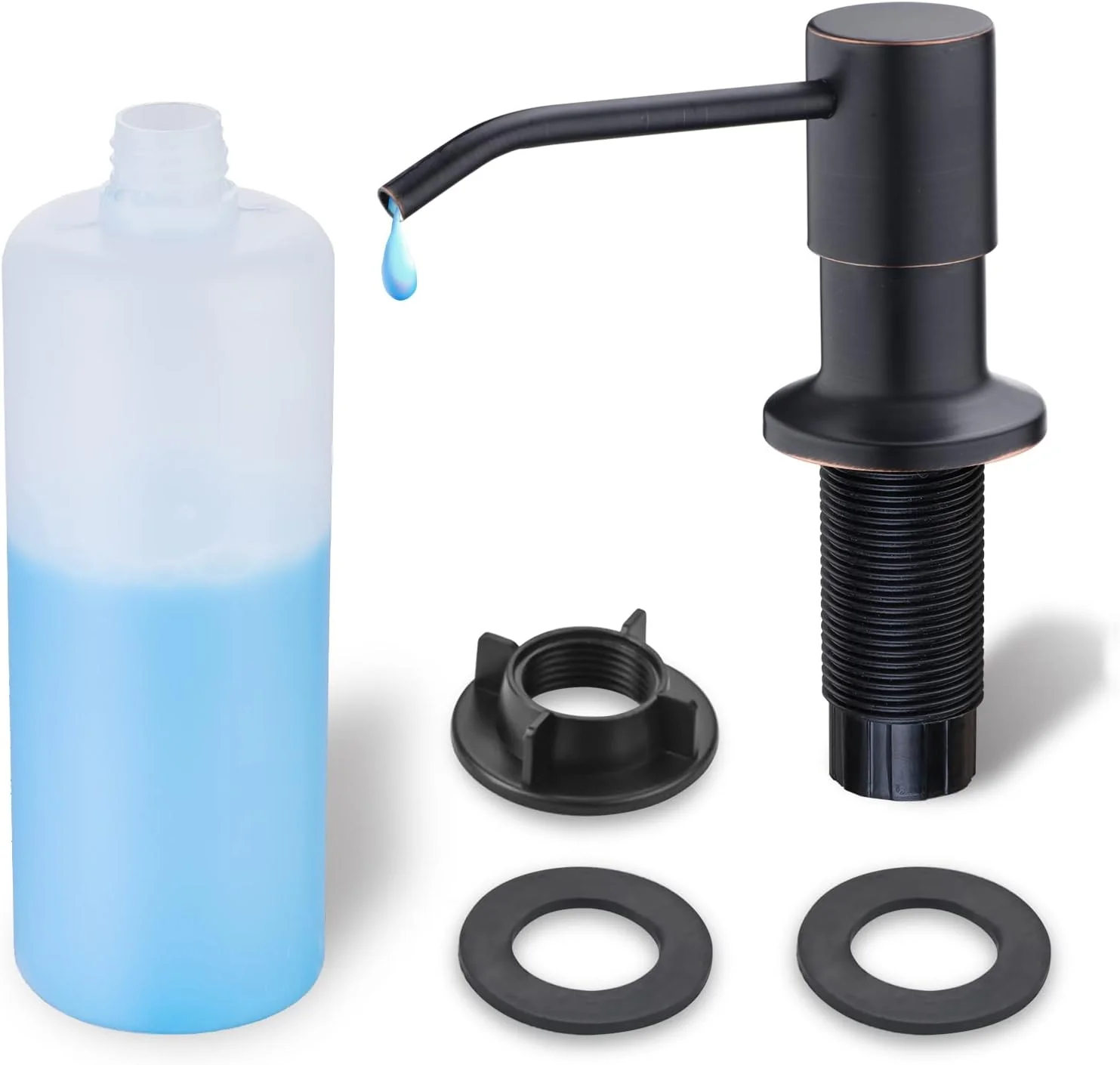 مایع ریز ظرفشویی WEWE، مایع ریز توکار سینک ظرفشویی برنزی روغنی قابل شارژ مجدد زیر سینک مشکی پمپ مایع ظرفشویی برای سینک ظرفشویی استیل ضد زنگ زیر پیشخوان