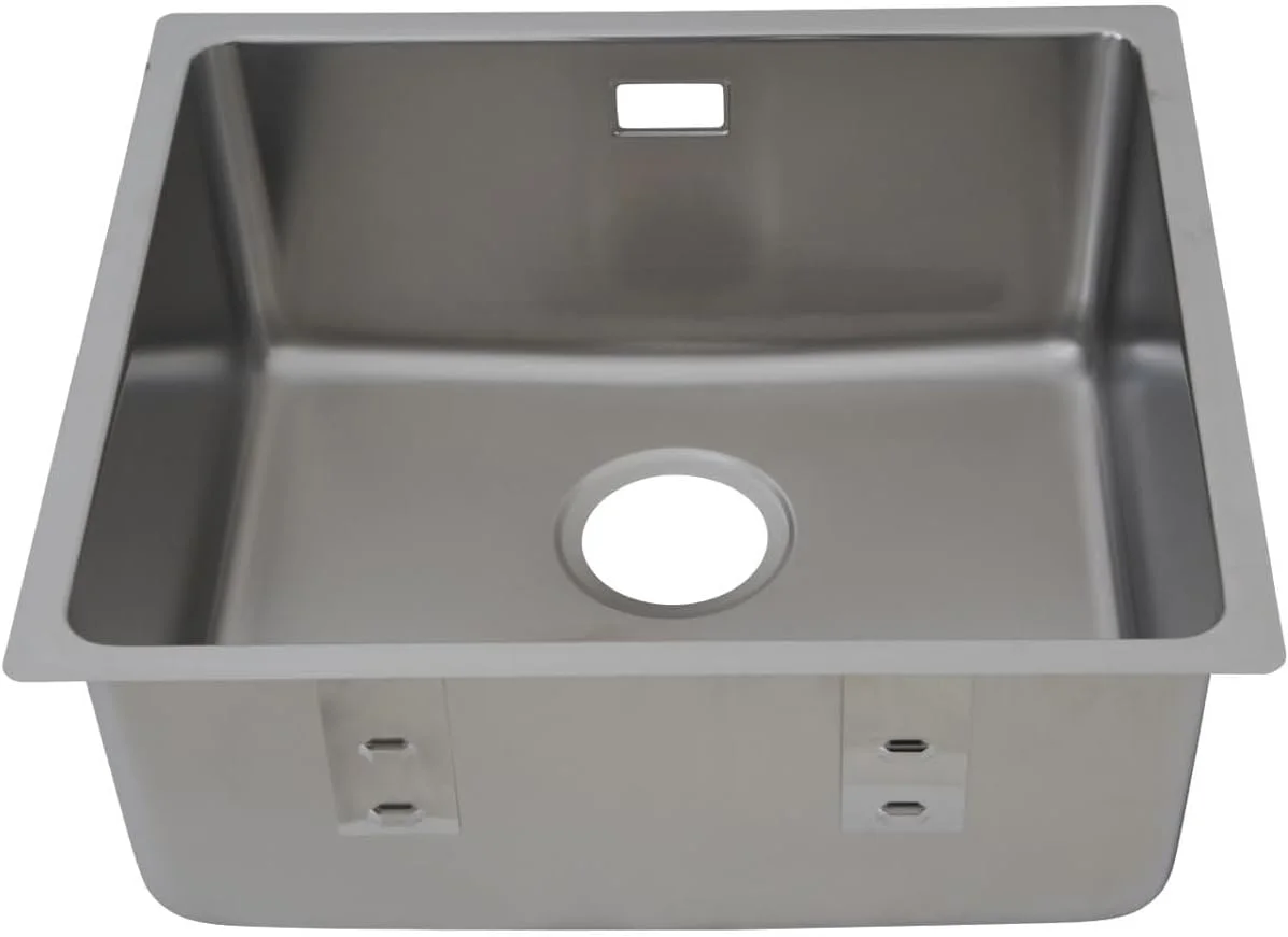 سینک ظرفشویی استیل Respekta Detroit / سینک تک لگنه توکار در ابعاد 49x44 سانتی متر / سینک استیل مناسب برای کابینت های زیر سینک با عرض 50 سانتی متر