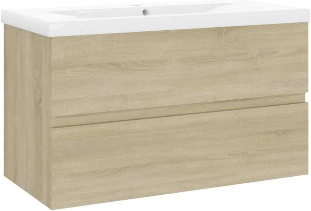 کابینت روشویی vidaXL با سینک توکار، مبلمان حمام، واحد روشویی، کابینت ذخیره سازی پایدار، قفسه روشویی، چوب مهندسی شده بلوط سونوما