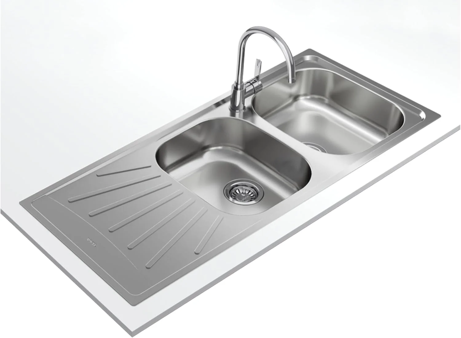 سینک ظرفشویی توکار برگشت پذیر تکا مدل Starbright 115180005 با 2 لگن و 1 سینی، مناسب برای کابینت 80 سانتی متری