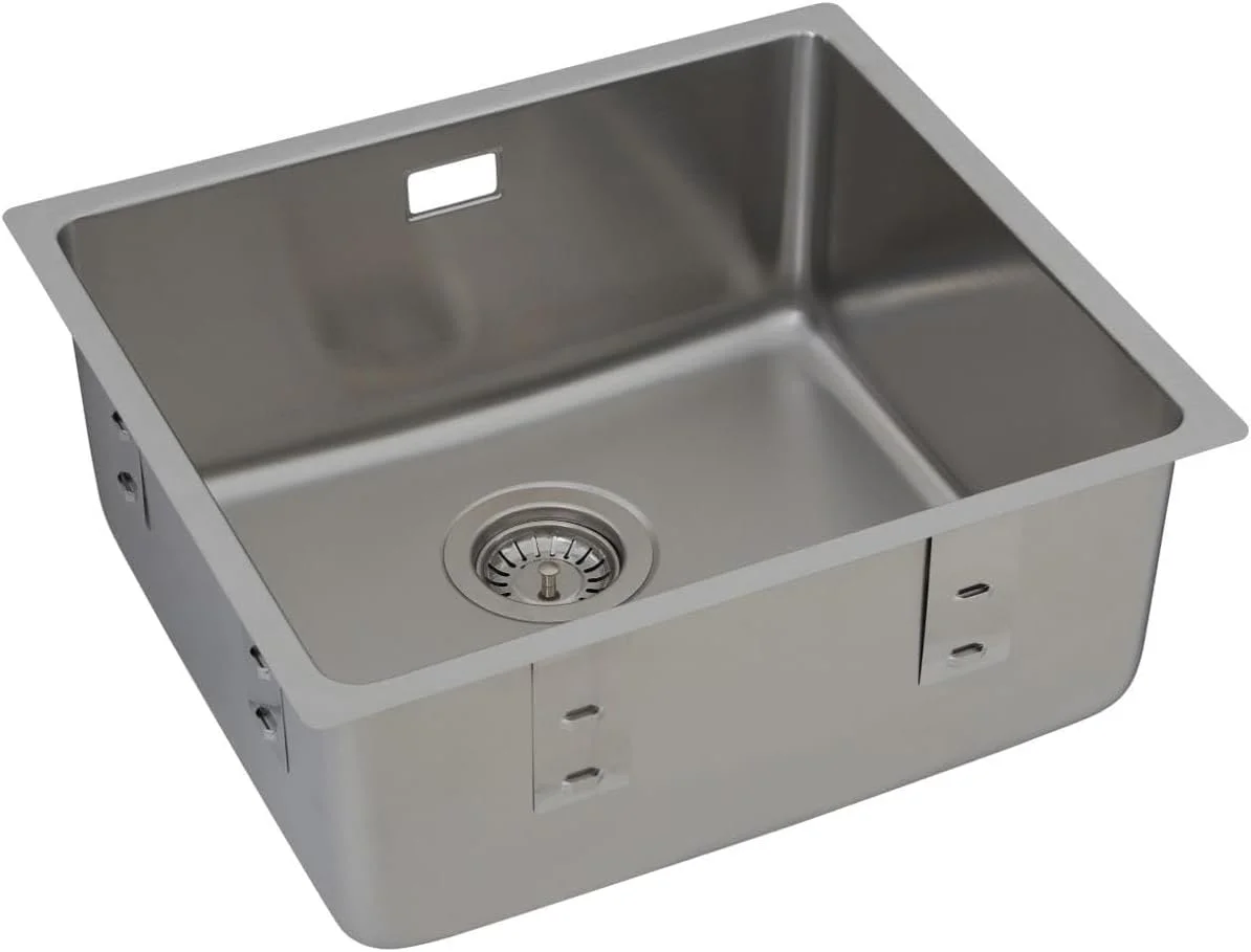 سینک ظرفشویی استیل Respekta Detroit / سینک تک لگنه توکار در ابعاد 49x44 سانتی متر / سینک استیل مناسب برای کابینت های زیر سینک با عرض 50 سانتی متر